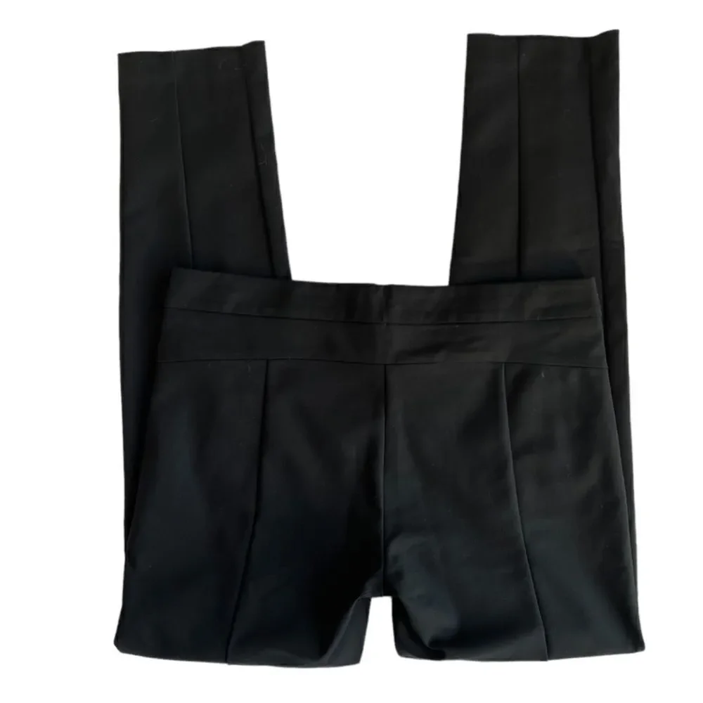 Mango Basics Slim Fit Black Front Seam Pleat Minimalist Casual Trousers Pants 8